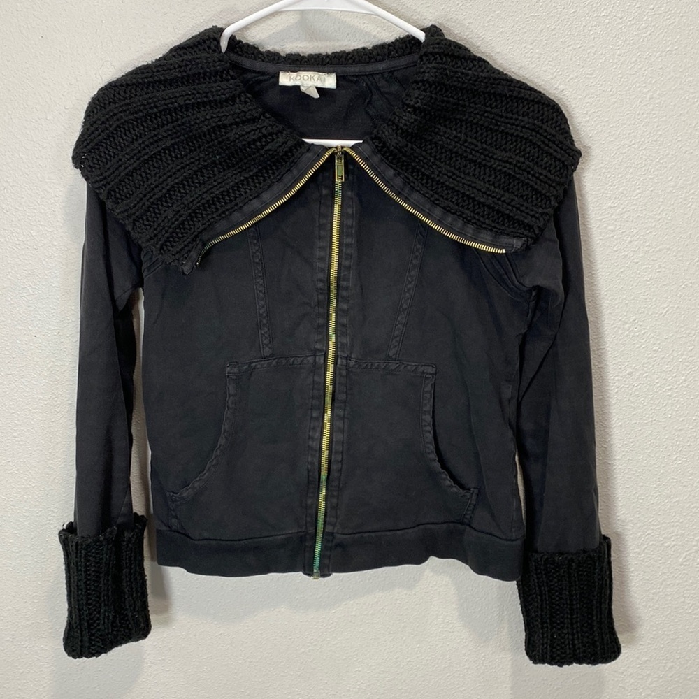 Kookai jacket zippered black sweatshirt